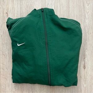 Vintage Nike Windbreaker Jacket Mens M Green Center Swoosh Jesuit Y2K Full Zip